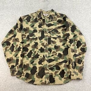 Vintage Five Brother Duck Camo Chamois Flannel Hunting Shirt Size XL Made in USA